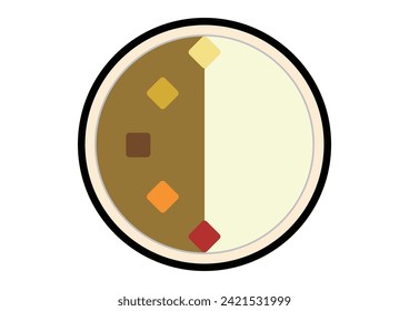 Japanese curry rice simple icon.