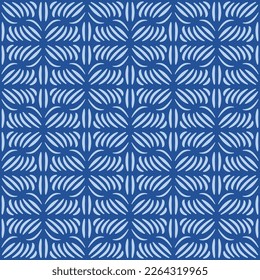 Japanese Curve Line Flower Vector Seamless Pattern