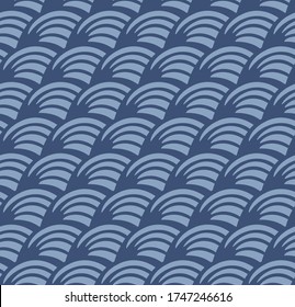 Japanese Curve Line Wave Vector Seamless Pattern