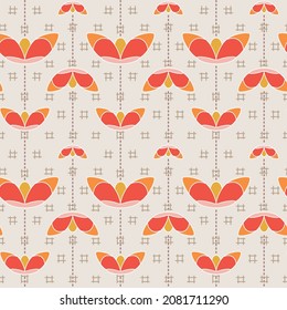 Japanese Cute Butterfly Stripe Vector Seamless Pattern
