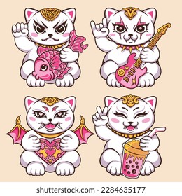 japanese cute cat neko vector art