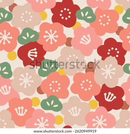 Japanese Cute Cherry Blossom Fall Vector Seamless Pattern