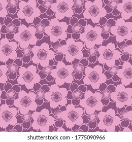 Japanese Cute Cherry Blossom Vector Seamless Pattern