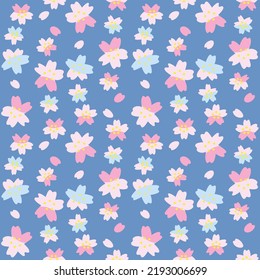 Japanese Cute Cherry Blossom Vector Seamless Pattern