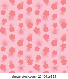 Japanese Cute Cherry Blossom Vector Seamless Pattern