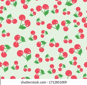 Patrón transparente de vectores de frutas de cerezo curado japonés
