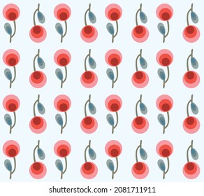 Japanese Cute Circle Flower Motif Vector Seamless Pattern
