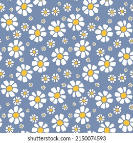Japanese Cute Circle Flower Vector Seamless Pattern