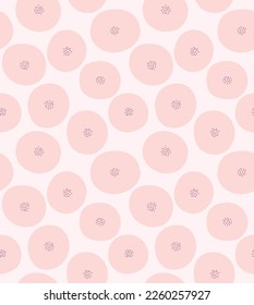 Japanese Cute Circle Flower Vector Seamless Pattern