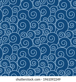 Japanese Cute Curl Wave Vector Seamless Pattern