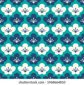 Japanese Cute Curve Flower Vector Seamless Pattern