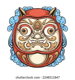 Japanese cute Daruma mask Vector art