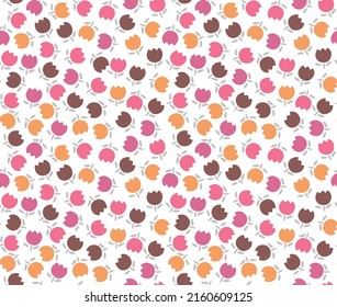 Japanese Cute Flower Bud Vector Seamless Pattern