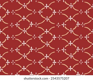 Japanese Cute Flower Curl Net Vector Seamless Pattern