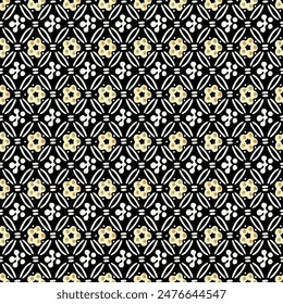 Japanese Cute Flower Diamond Vector Seamless Pattern