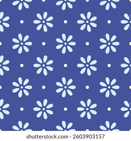 Japanese Cute Flower Dot Vector Seamless Pattern