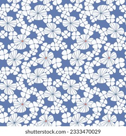 Japanese Cute Flower Fall Vector Seamless Pattern