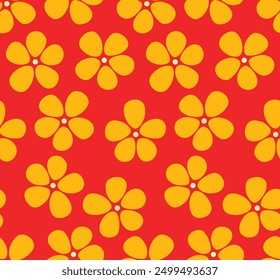 Japanese Cute Flower Fall Vector Seamless Pattern