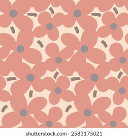 Japanese Cute Flower Fall Vector Seamless Pattern