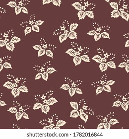 Japanese Cute Flower Leaf Vector Seamless Pattern