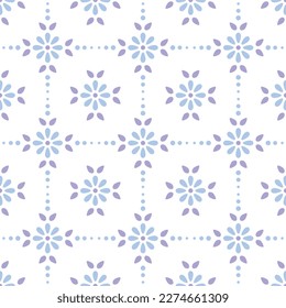 Japanese Cute Flower Motif TIle Vector Seamless Pattern