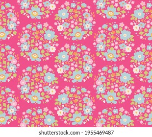 Japanese Cute Flower Nest Vector Seamless Pattern