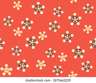 Japanese Cute Flower Vector Seamless Pattern