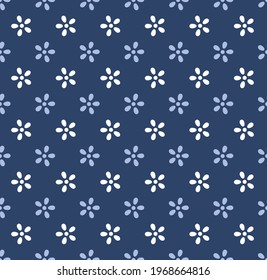 Japanese Cute Flower Vector Seamless Pattern