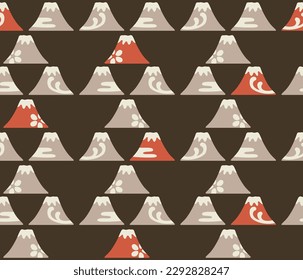 Japanese Cute Fuji Mountain Motif Vector Seamless Pattern