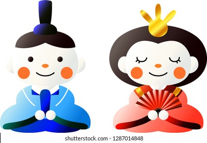 Japanese cute Gradation Hina dolls