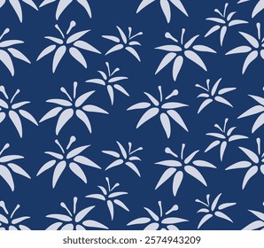 Japanese Cute Leaf Bush Vector Seamless Pattern