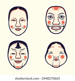 japanese cute mask vector set