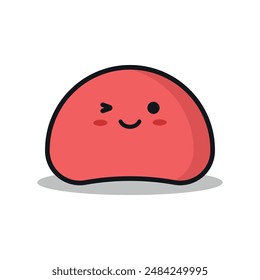 Japanese Cute Mochi Sweets Food Vector Illustration. Kawaii Character Emotion Flat Design Icon for Logo, Web, Cafe or Restaurant Menu, Print, Wallpaper.