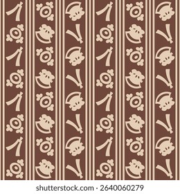 Japanese Cute Motif Stripe Vector Seamless Pattern