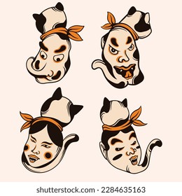 japanese cute neko vector art