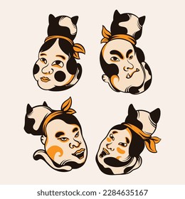 japanese cute neko vector art