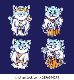 japanese cute neko vector set 