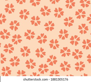 Japanese Cute Orange Cherry Blossom Vector Seamless Pattern