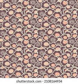 Japanese Cute Pastel Round Flower Vector Seamless Pattern