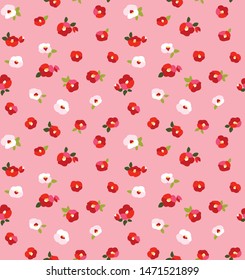 Japanese Cute Pink Flower Seamless Pattern