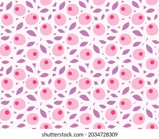 Japanese Cute Pink Round Flower Vector Seamless Pattern