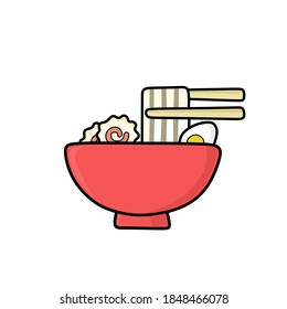 japanese cute ramen noodle logo vector design