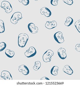 Japanese Cute Round Face Dancer Mask Pattern