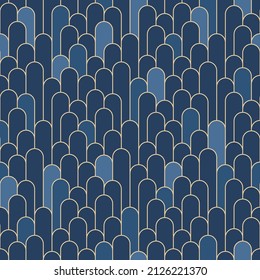 Japanese Cute Round Fish Scale Vector Seamless Pattern