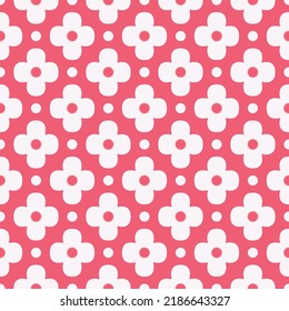 Japanese Cute Round Flower Vector Seamless Pattern