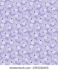 Japanese Cute Round Petal Flower Vector Seamless Pattern