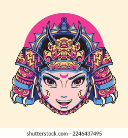 Japanese cute Samurai Vector art