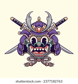 Japanese cute samurai vector art