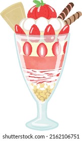 Japanese Cute Strawberry Parfait illustration