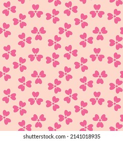 Japanese Cute Three Petal Flower Vector Seamless Pattern